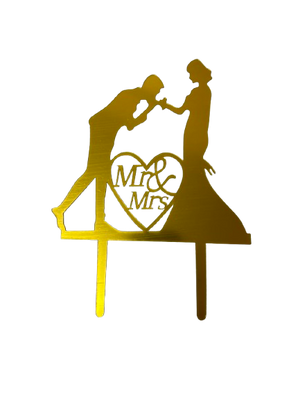 Nr411 Acrylic Cake Topper Mr & Mrs Gold