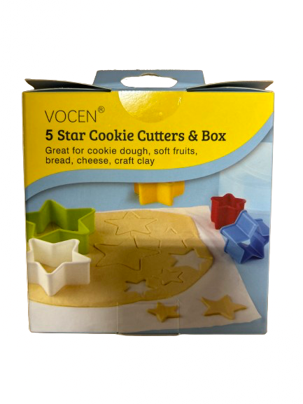 Vocen Plastic Cookie Cutters In a Container Star 5pcs