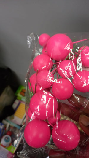 20pc Shocking Pink Cake Topper Polystyrene Faux Balls