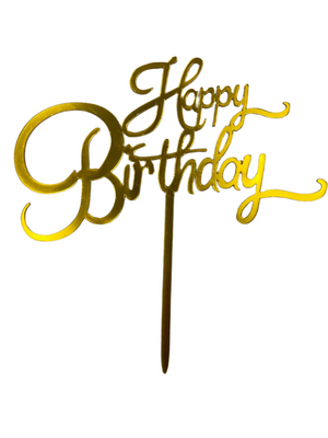 Nr147 Acrylic Cake Topper Happy Birthday Gold