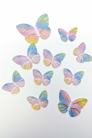 Pastel Cardboard Butterflies Cake Topper