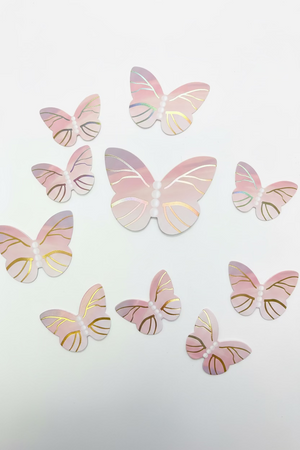 Pink Cardboard Butterflies Cake Topper