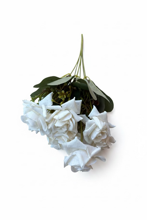 Artificial Flower Off White Rose Bunch
