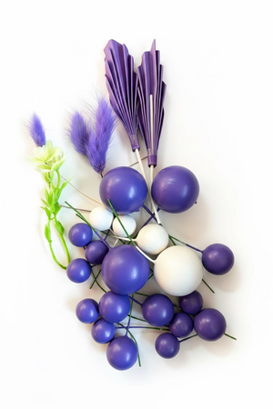 Purple and White Faux Ball Cake Topper