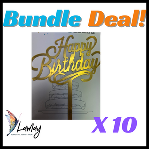 (27) Bundle Deal Acrylic Cake Topper Happy Birthday x10