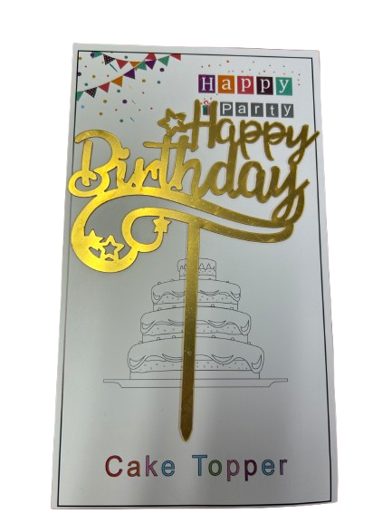 (26) Bundle Deal Acrylic Cake Topper Happy Birthday Gold x10