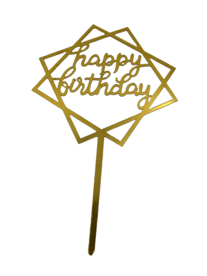 Nr131 Acrylic Cake Topper Happy Birthday Gold