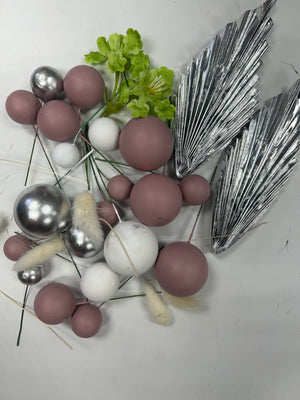 Cake Topper Polystyrene Faux Balls Dusty Pink Set