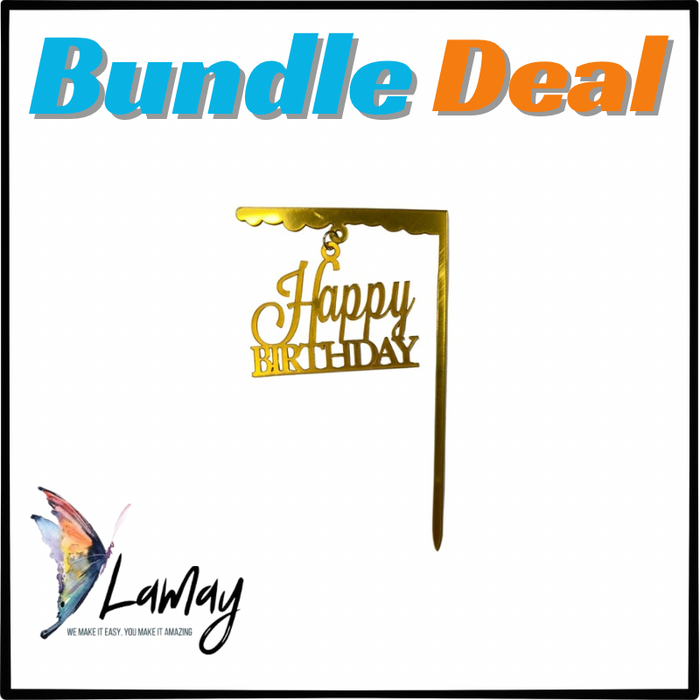 (32) Bundle Deal Acrylic Cake Topper Hanging Happy Birthday x10