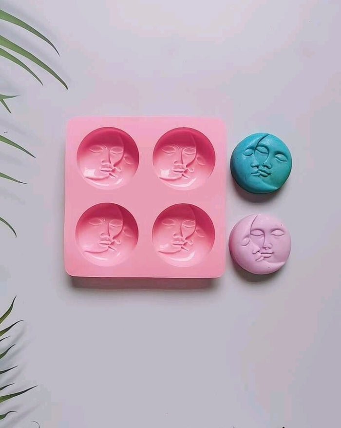 Silicone Mould Soap Moon Smiling Faces