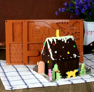 2pcs Silione Mould Chocolate 3D Christmas House