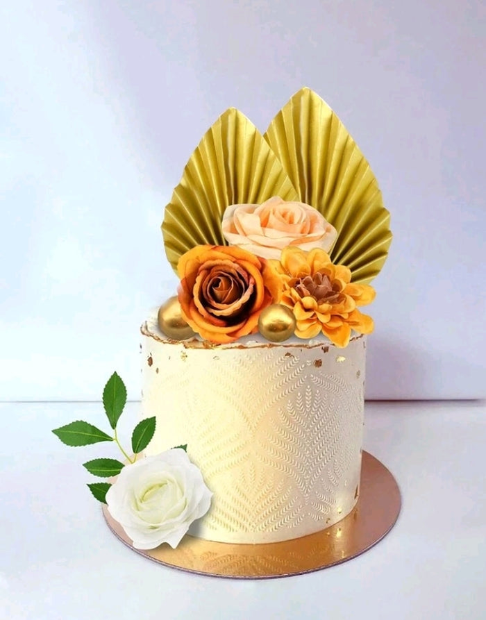 Paper Palm Leaf Gold Cake Topper 2pcs