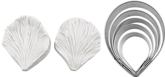 7pc Silicone Mould Rose Petal With Cutter
