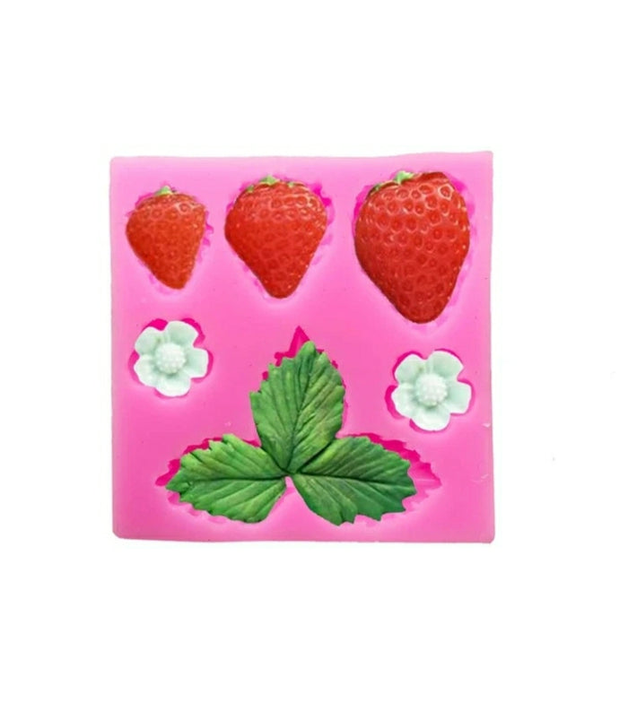Silicone Mould  Strawberry Flower and Leaves