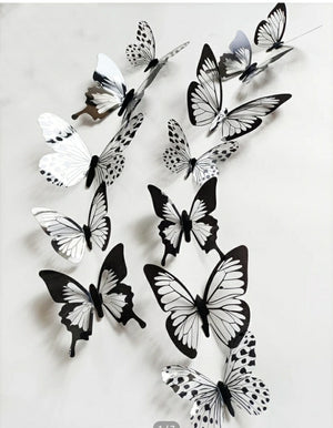 Black and White Plastic Butterfly Cake Topper