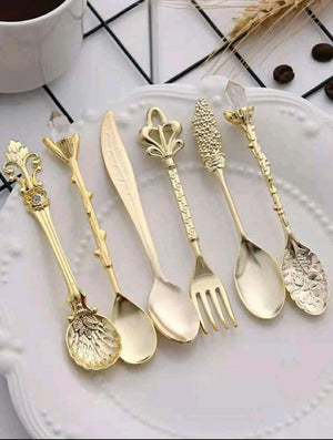 Vintage Cutlery Teaspoons Gold 6pcs