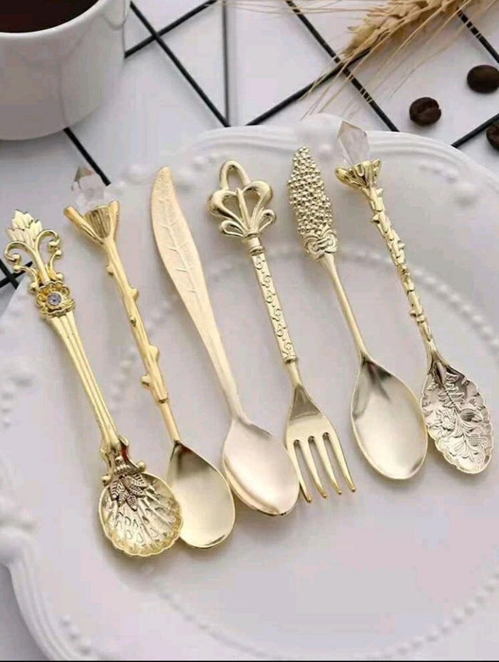 Vintage Cutlery Teaspoons Gold 6pcs