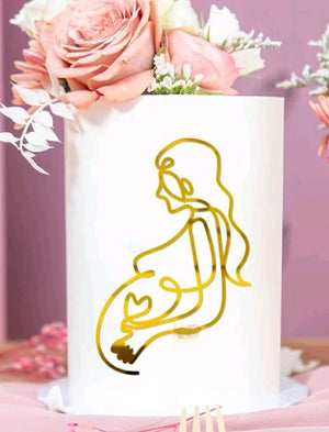 U Line Art Abstract Acrylic Cake Topper Pregnant
