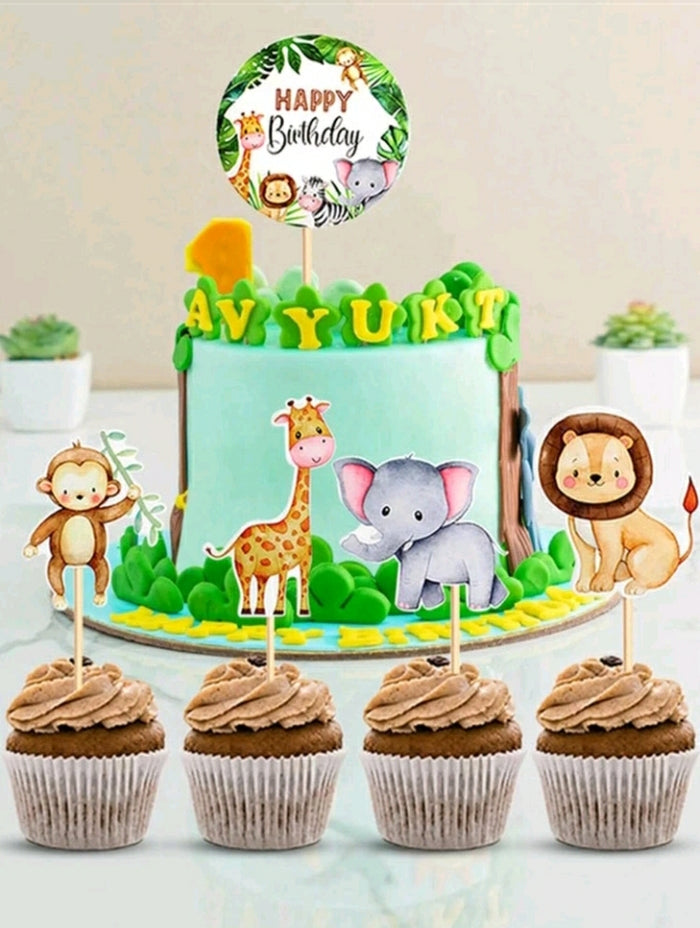 Cardboard Cake Topper Wild Animals Birthday