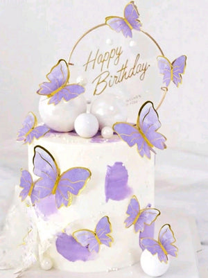 Cardboard Butterflies Cake Topper Purple