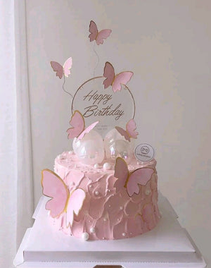 Cardboard Butterflies Cake Topper Pink