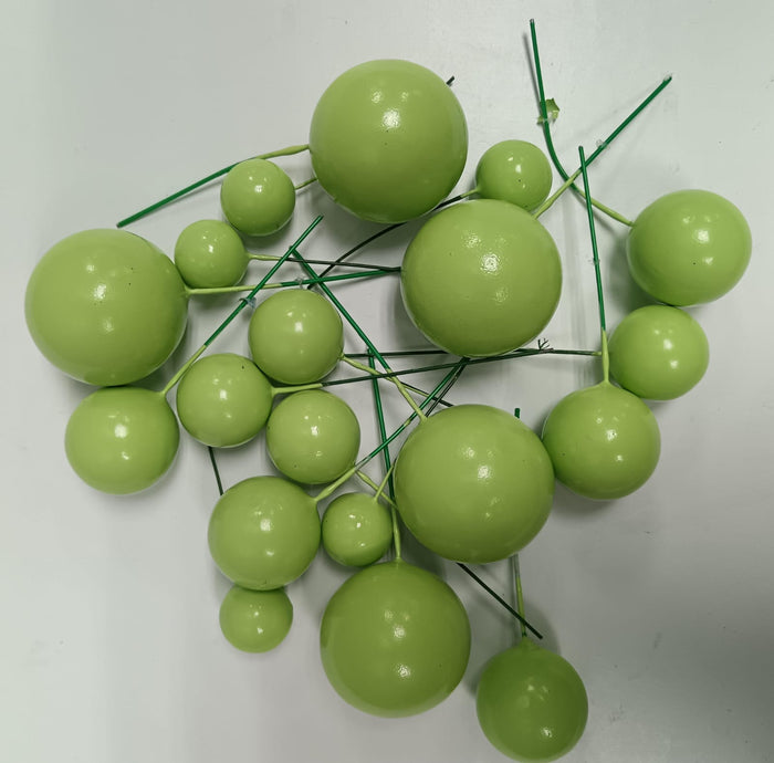 Apple Green Cake Topper Polystyrene Faux Balls 20pcs