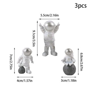 3pc Cake Topper Plastic Astronaut