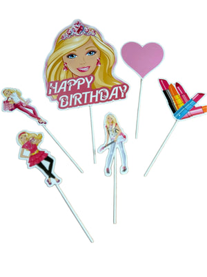 Cardboard Cake Topper Happy Birthday Barbie