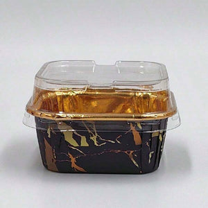 10pc Black Square Marble Aluminium Folil Baking Cups