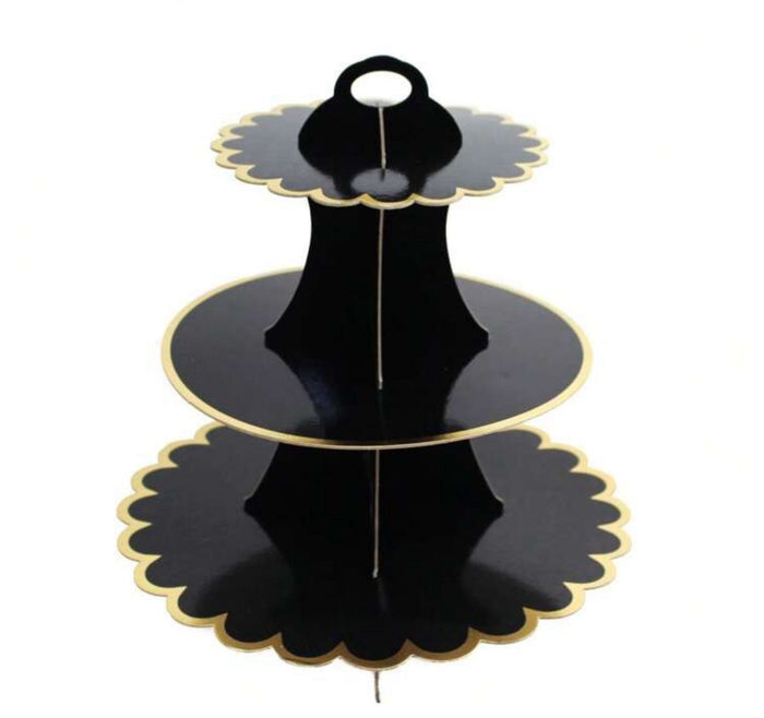 Cardboard Cupcake Stand Black and Gold