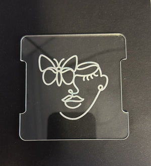 Impression Disc Tile 12.5x4cm Happy Happy Line Art Butterfly