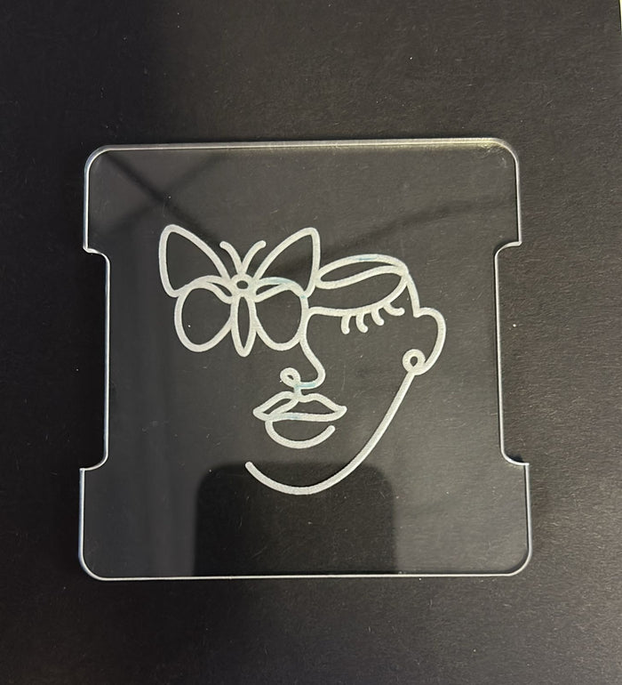 Impression Disc Tile 12.5x4cm Happy Happy Line Art Butterfly