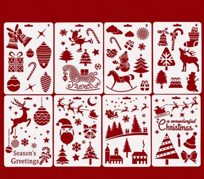 8pc Christtmas Stencil Set