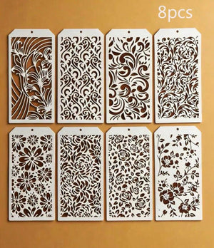 8pc Flower Stencil Set