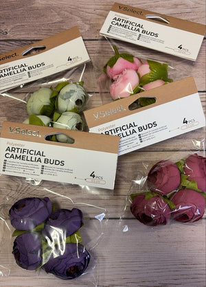 Cake Topper Artificial Camellia Buds