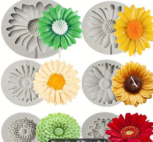 6pc Silicone Mould Sunflower Daisy Flower Cetre