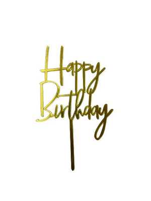 Nr23 Acrylic Cake Topper Happy Birthday Gold