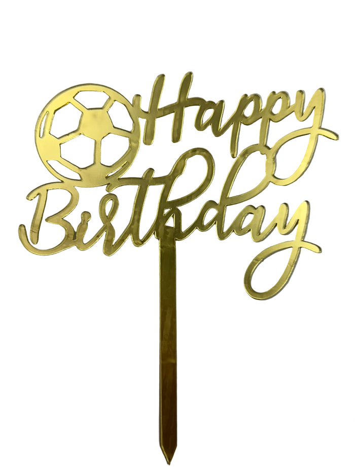 Nr455 Soccer Happy Birthday Acrylic Cake Topper
