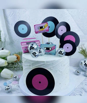 Cake Topper Disco Mirror Balls with Cardboard Toppers