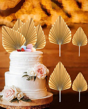 Paper Palm Leaf Gold Cake Topper 4pcs