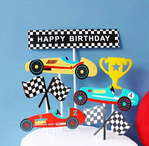 Cardboard Cake Topper Racing Cars