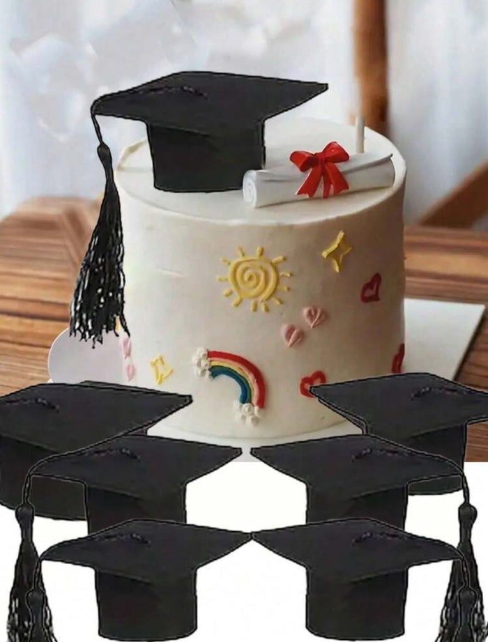 Graduation Hat Cake Toppers 6pc