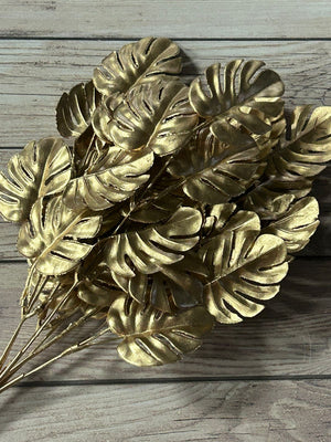 Artificial Plastic Tropical Leave Bunch Gold