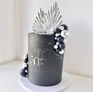 Paper Palm Leaf Silver Cake Topper 2 per pack