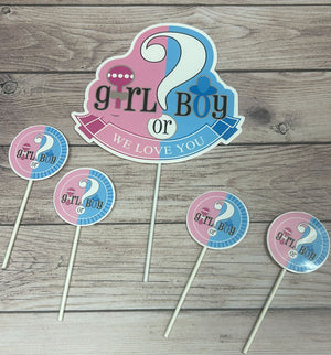 Cardboard Cake Topper Gender Reveal