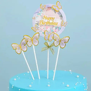 Cardboard Cake Topper Butterfly Pink