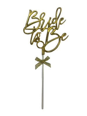 Plastic Cake Topper Baby Gold Bride to be