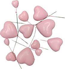 20pc Cake Topper Polystyrene Heart Faux Balls Pink