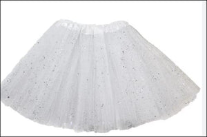 40cm Adult Lady Tutu Skirt White with Glitter