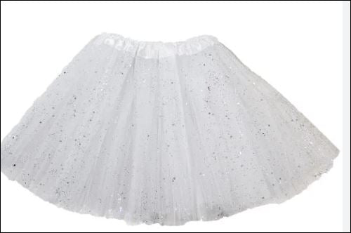 40cm Adult Lady Tutu Skirt White with Glitter